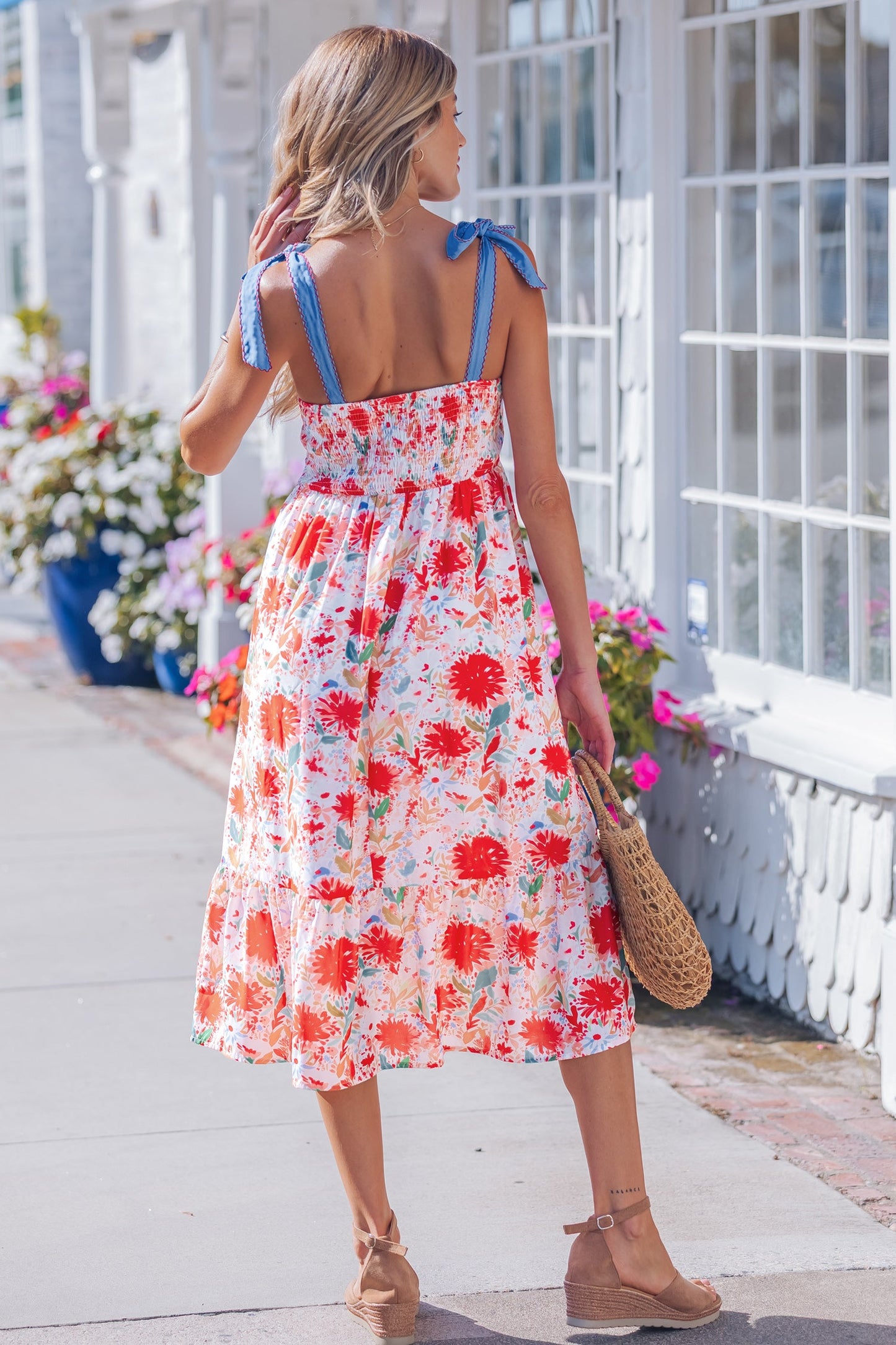 Threaded Pear Dahlia Straps High Waist Dress