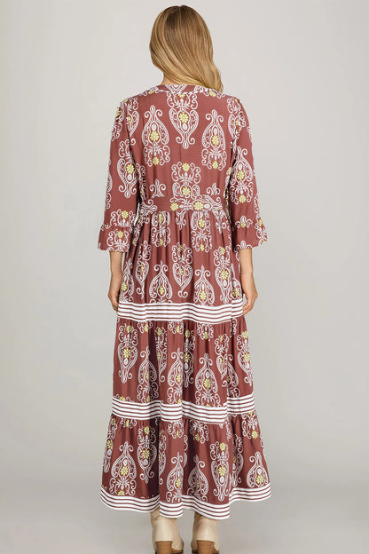 Threaded Pear Katie Trim Tiered Maxi Dress
