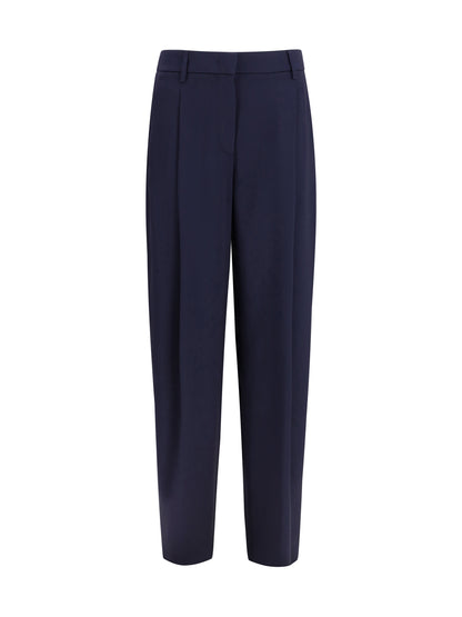 Pleated Silk Pants Blue Lapis