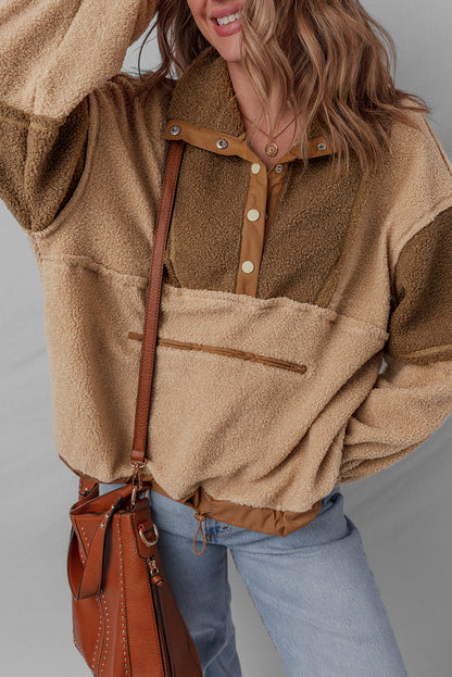 Threaded Pear Adaline Patchwork Half Sherpa Sweatshirt