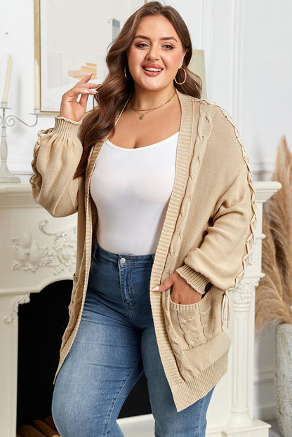 Threaded Pear Leilany Tie Sleeve Open PLUS Cardigan