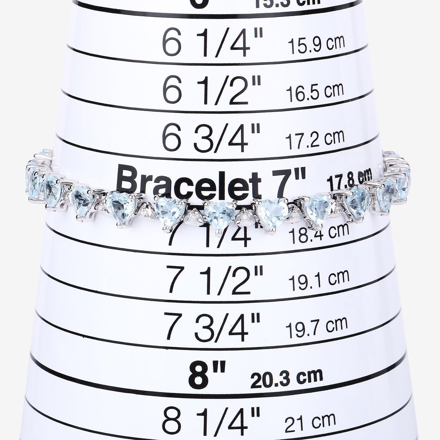 Heart Blue Topaz & Diamond Prong Silver Tennis Bracelet
