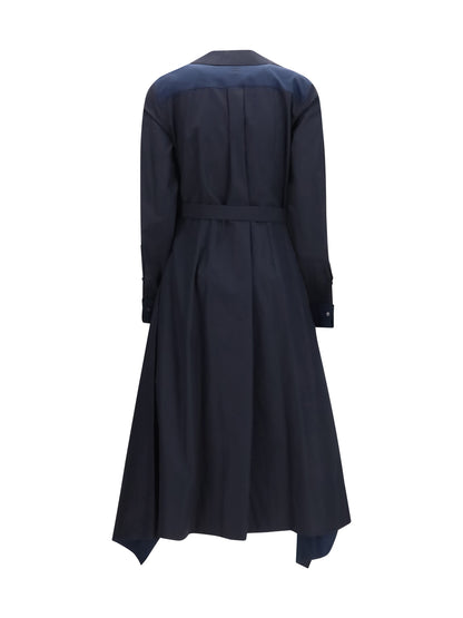 Belted Midi Dress Navy Blue