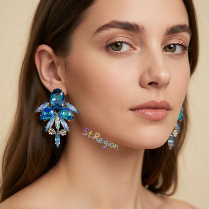 Blue Crystal & Cubic Zirconia Drop Earrings
