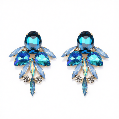 Blue Crystal & Cubic Zirconia Drop Earrings