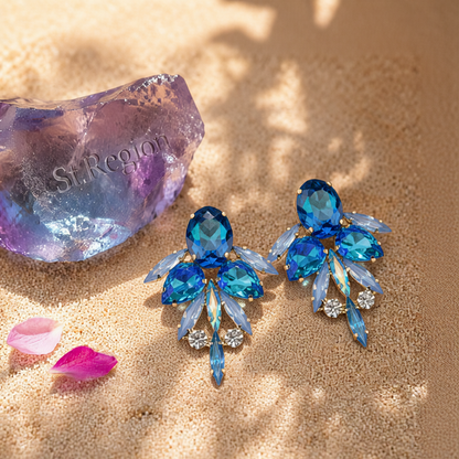Blue Crystal & Cubic Zirconia Drop Earrings