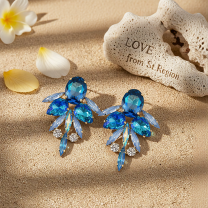Blue Crystal & Cubic Zirconia Drop Earrings