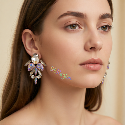 Champagne Crystal & Cubic Zirconia Drop Earrings