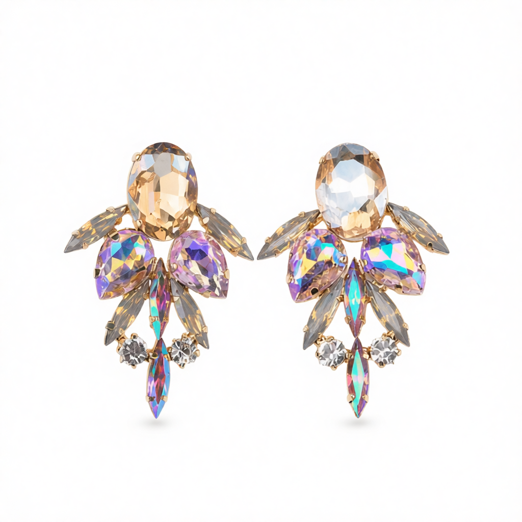 Champagne Crystal & Cubic Zirconia Drop Earrings