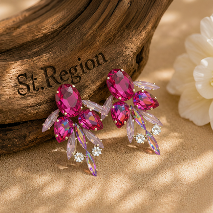 Red Crystal & Cubic Zirconia Drop Earrings