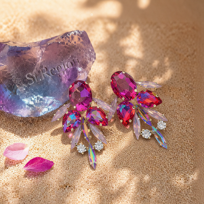 Red Crystal & Cubic Zirconia Drop Earrings