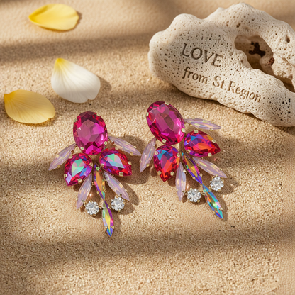 Red Crystal & Cubic Zirconia Drop Earrings
