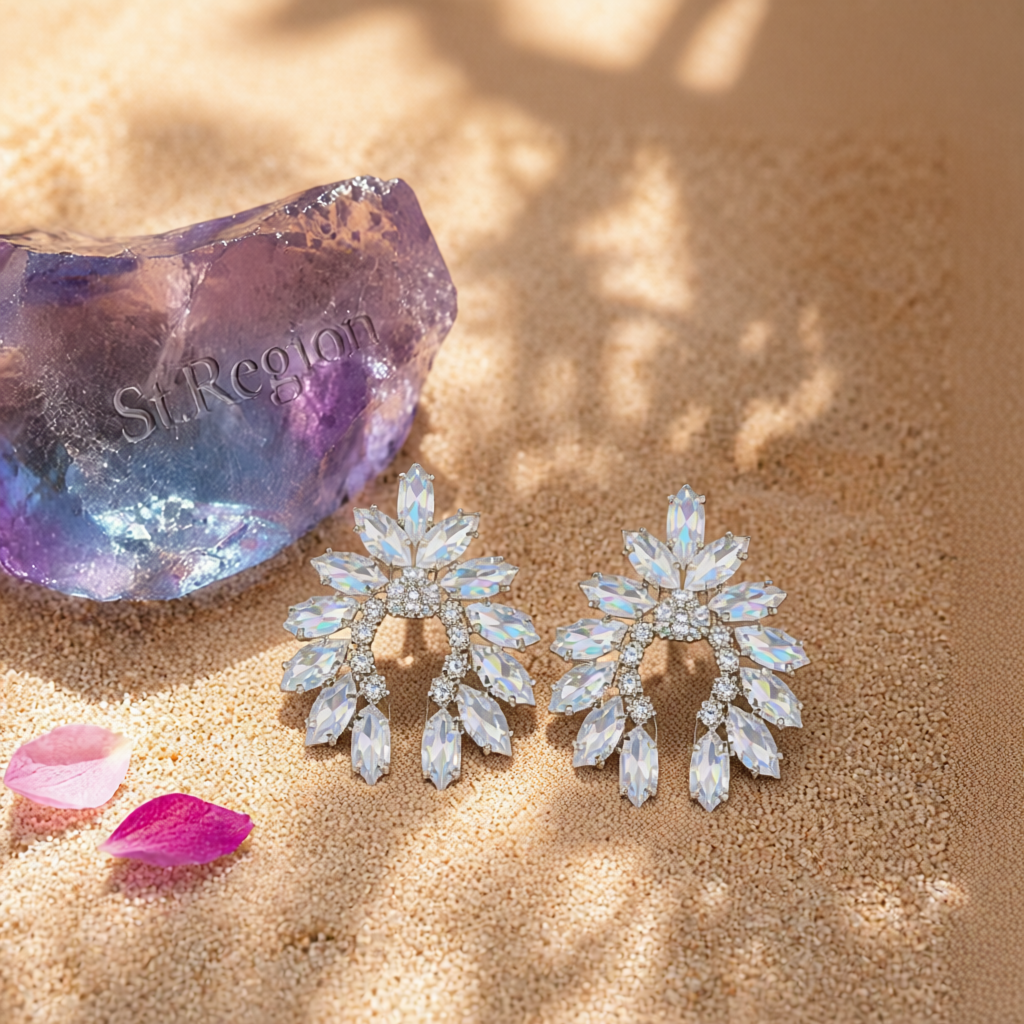 Crystal & Cubic Zirconia Curved Stud Earrings