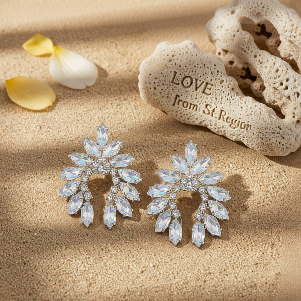 Crystal & Cubic Zirconia Curved Stud Earrings