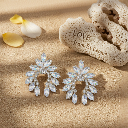 Crystal & Cubic Zirconia Curved Stud Earrings