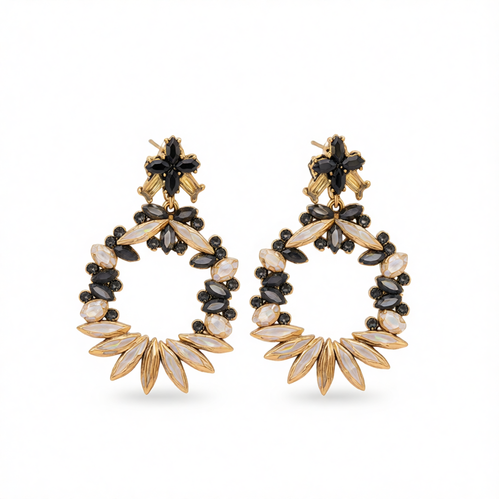 Rainbow Crystal & Cubic Zirconia Wreath Drop Earrings