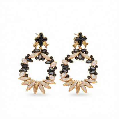 Rainbow Crystal & Cubic Zirconia Wreath Drop Earrings
