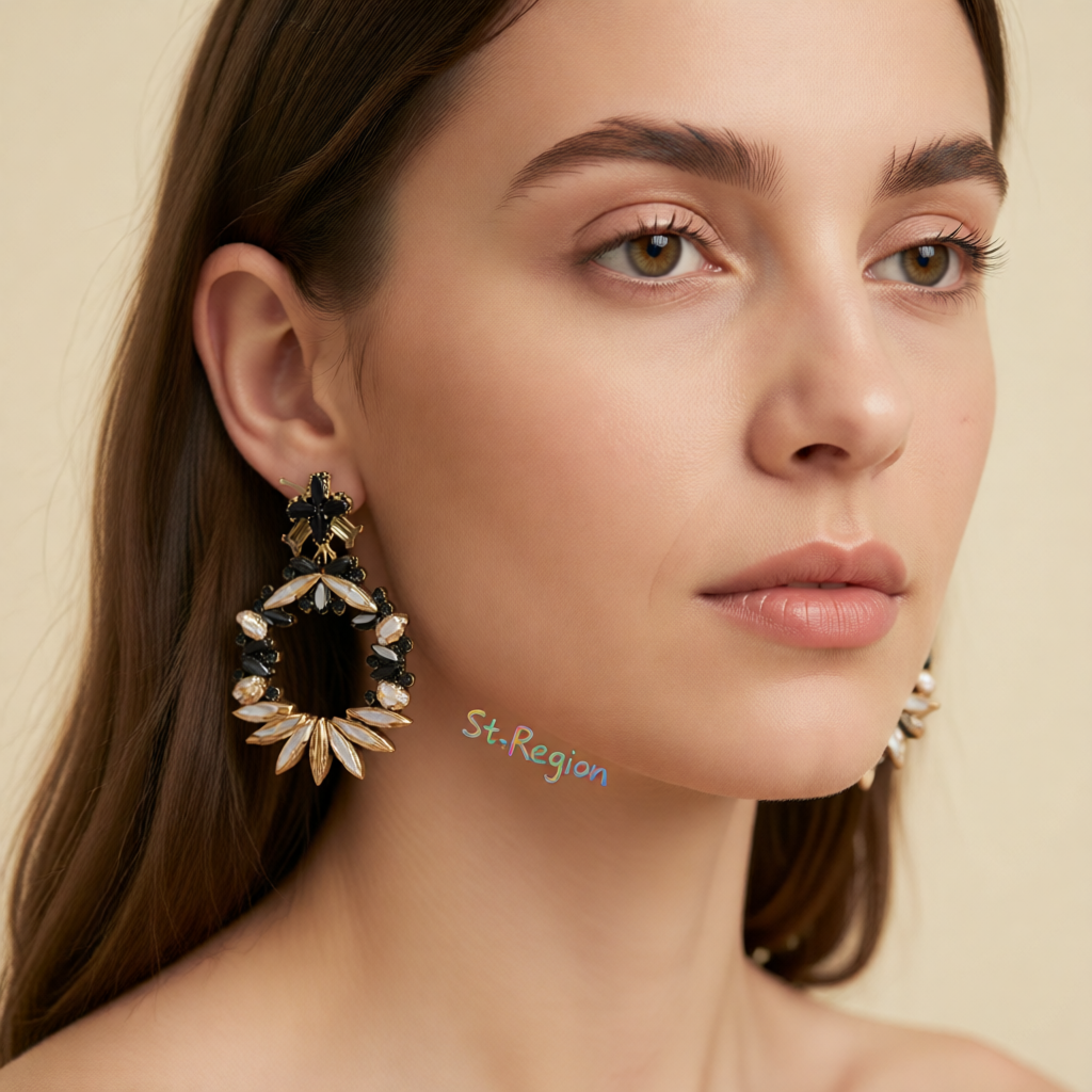 Rainbow Crystal & Cubic Zirconia Wreath Drop Earrings