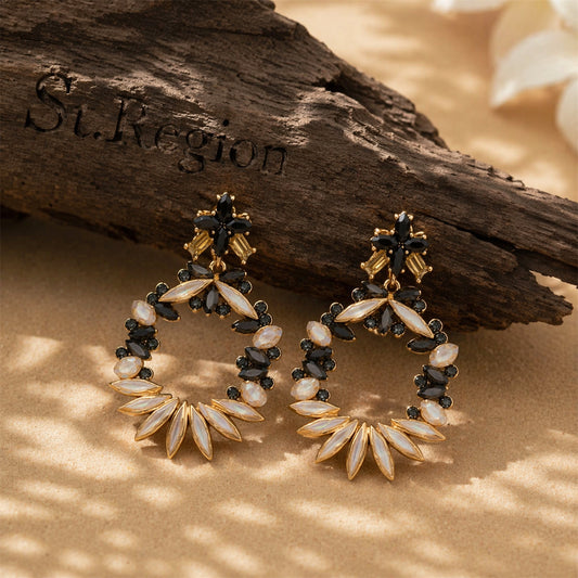Rainbow Crystal & Cubic Zirconia Wreath Drop Earrings