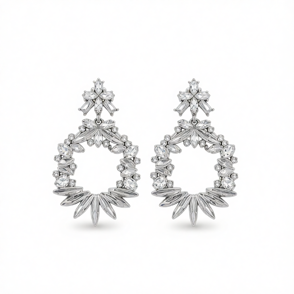 Crystal & Cubic Zirconia Wreath Drop Earrings