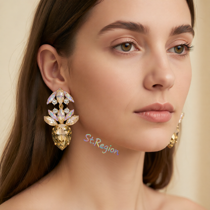 Champagne Crystal & Cubic Zirconia Double Drop Earrings
