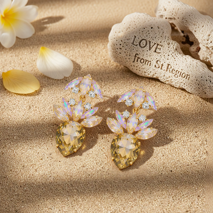 Champagne Crystal & Cubic Zirconia Double Drop Earrings