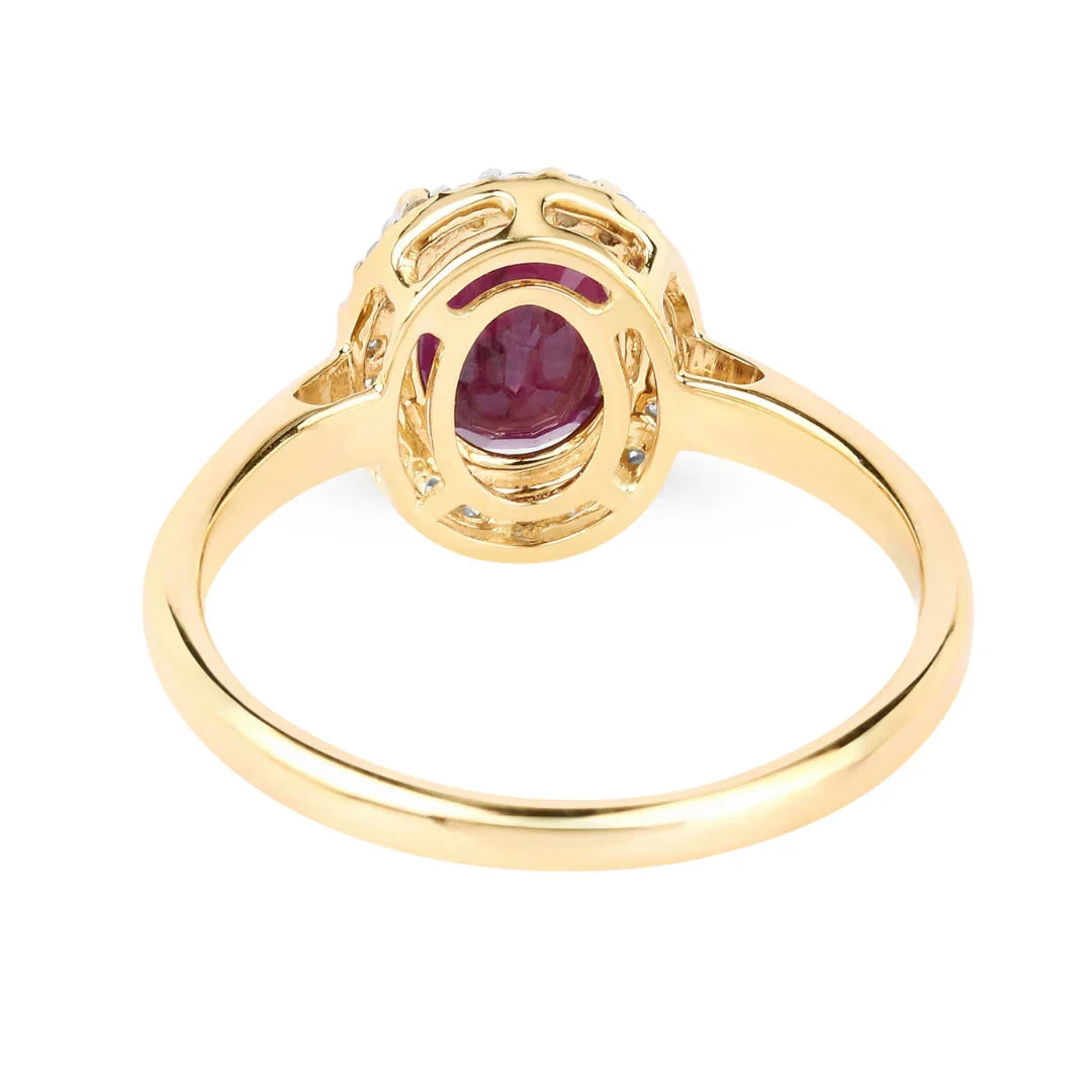 1.41 Ct Oval Pink Ruby Diamond Prong 10K Gold Halo Ring