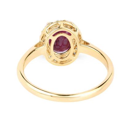 1.41 Ct Oval Pink Ruby Diamond Prong 10K Gold Halo Ring