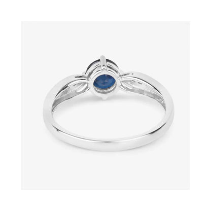 0.85 Ct Round Blue Sapphire & Diamond Prong 10k Gold Cocktail Ring