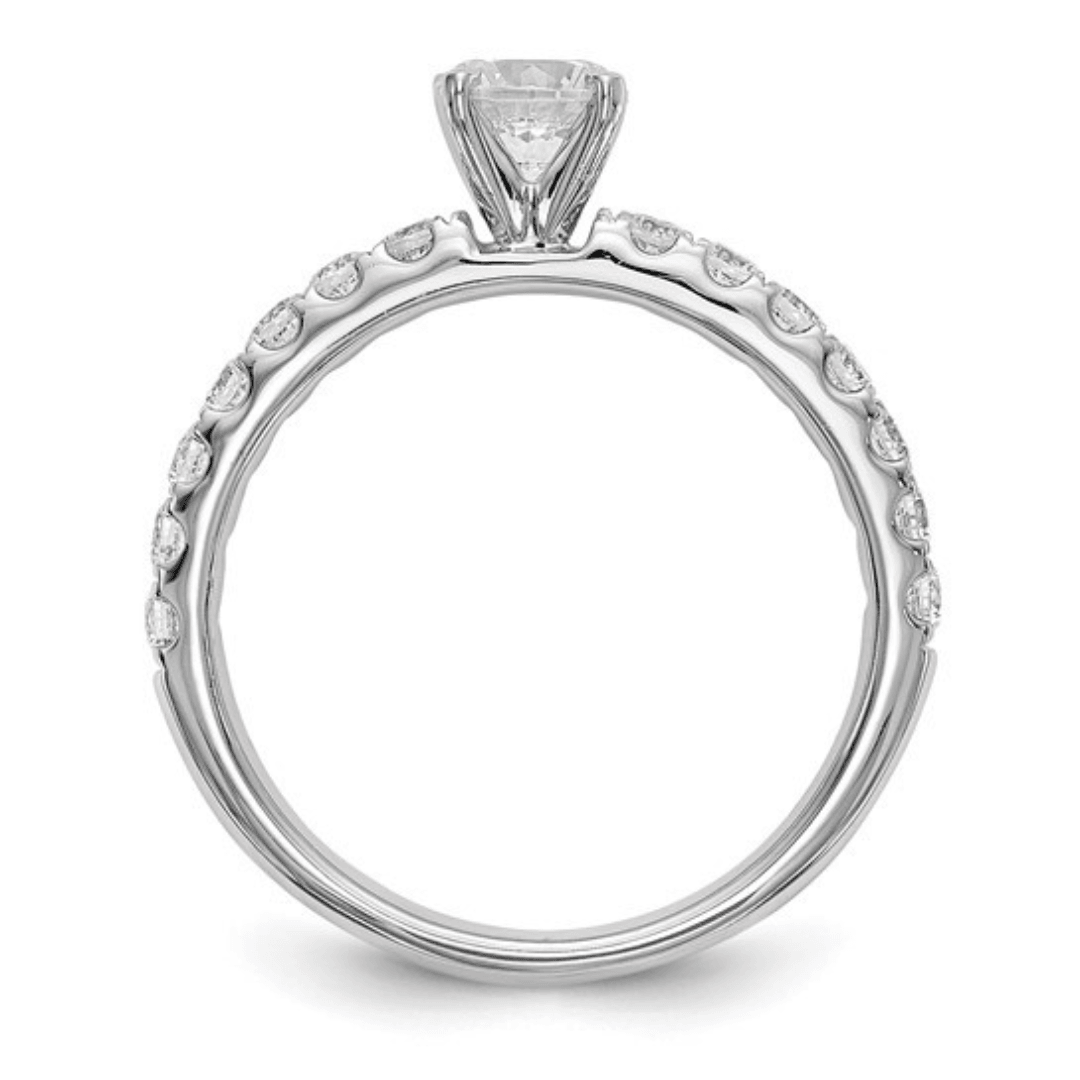 14K White Gold Lab Diamond Solitaire Pave Ring