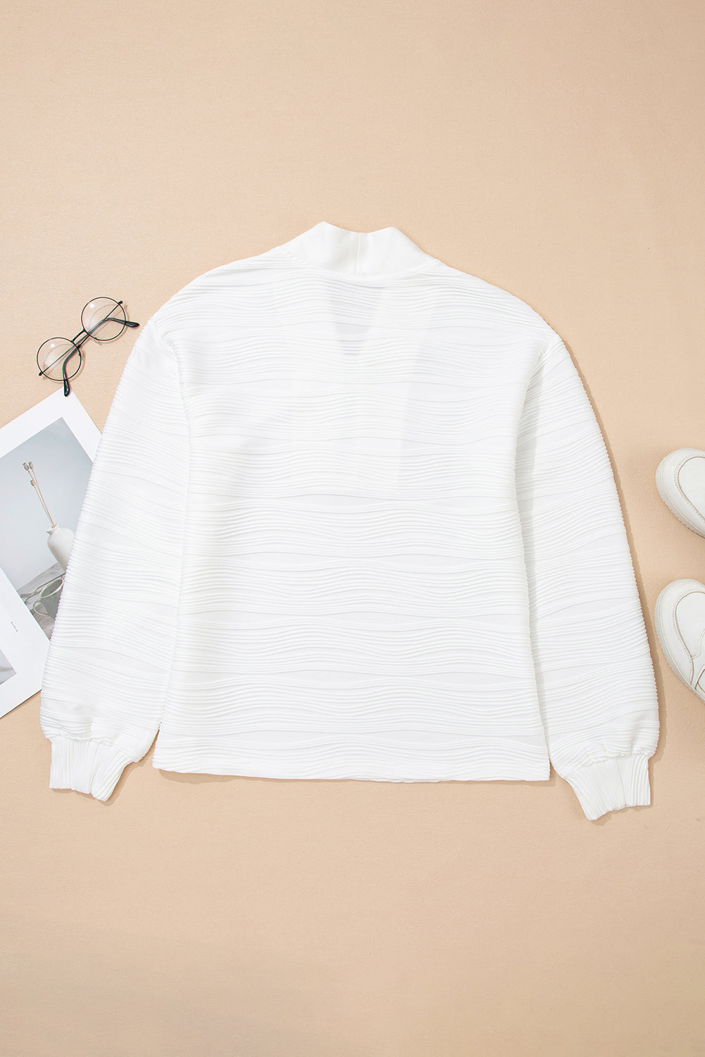 Threaded Pear Nyomi Color Textured Zip Pullover