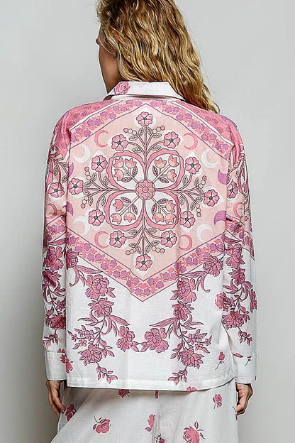 POL Printed Floral Button Down Shirt