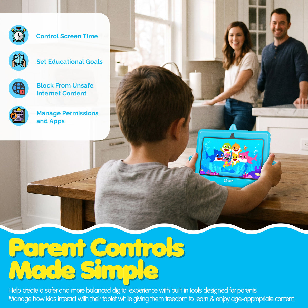 Pinkfong Baby Shark A8 7” Kids Tablet by Contixo | Android 16, 32GB