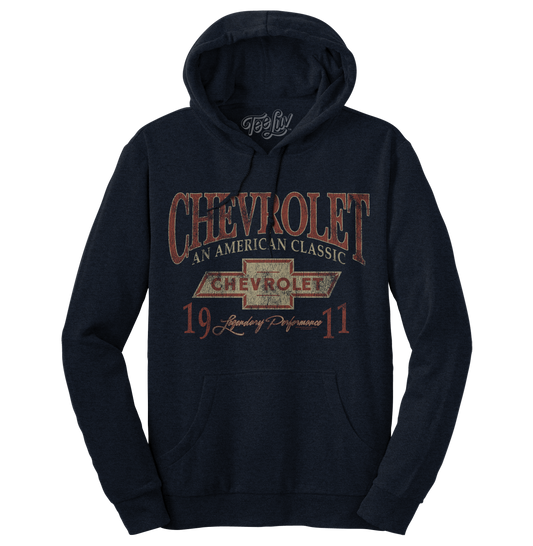 Chevy American Classic Pullover Hooded Sweatshirt - Navy