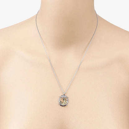 Round Blue Sapphire Prong Silver Pendant Necklace
