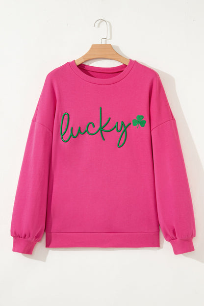 Threaded Pear Armani Clover Embroidered Loose Pullover