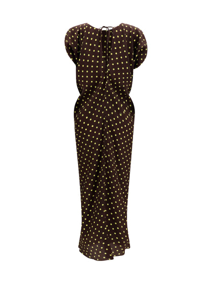 Dress Crepe Polka Dot Sadelle Brown