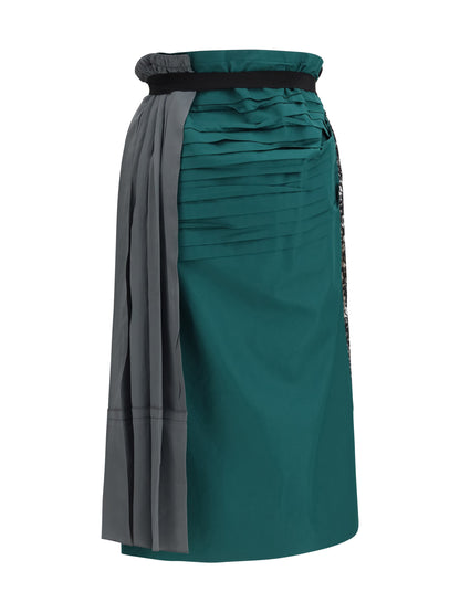 Midi Patchwork Skirt in Hematite Silk
