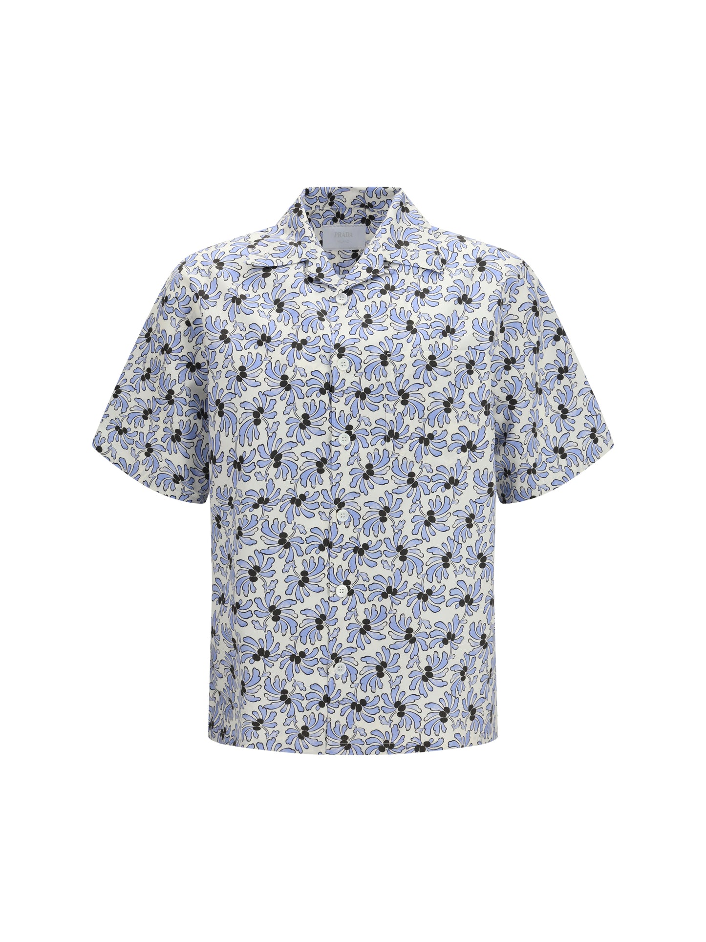 Shirt With Floral Print Ivory/Light Blue