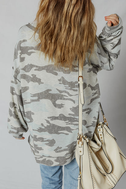 Threaded Pear Retro Camouflage Exposed Seam Sweatshirt