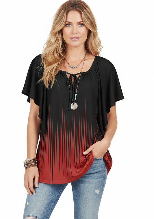 Black Red Ombre Print-