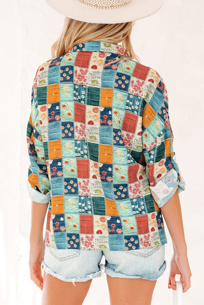 Threaded Pear Zyla Up Sleeve Shift Blouse