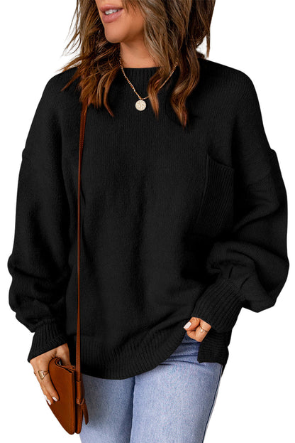 Threaded Pear Ella Color Puffy Sleeve Sweater