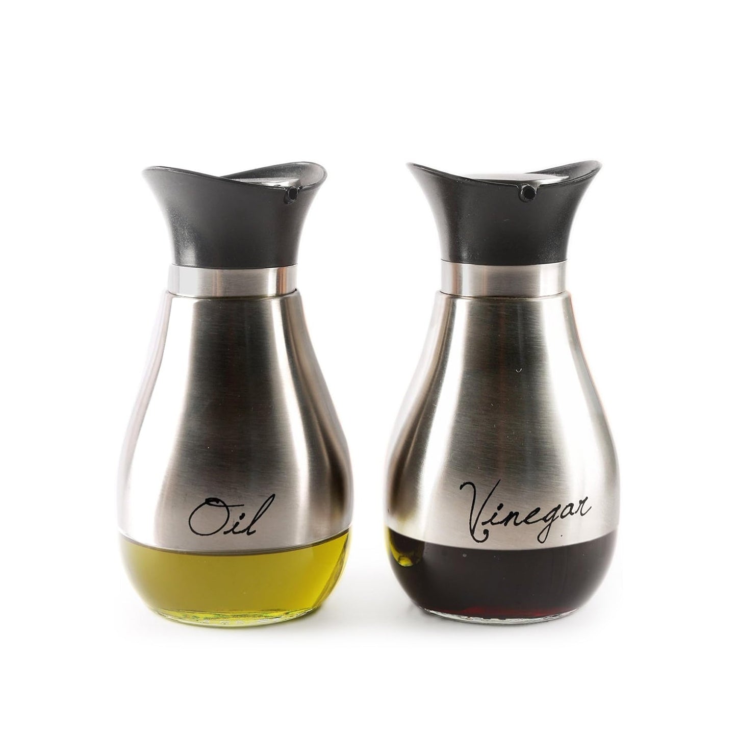 Jay Companies Cafe Contempo Silver Glass Oil & Vinegar Set 13.6Oz.