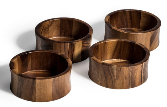 Kalmar Home Acacia Wood Individual Salad Bowl x 4 - 328A4