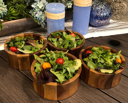 Kalmar Home Acacia Wood Individual Salad Bowl x 4 - 328A4
