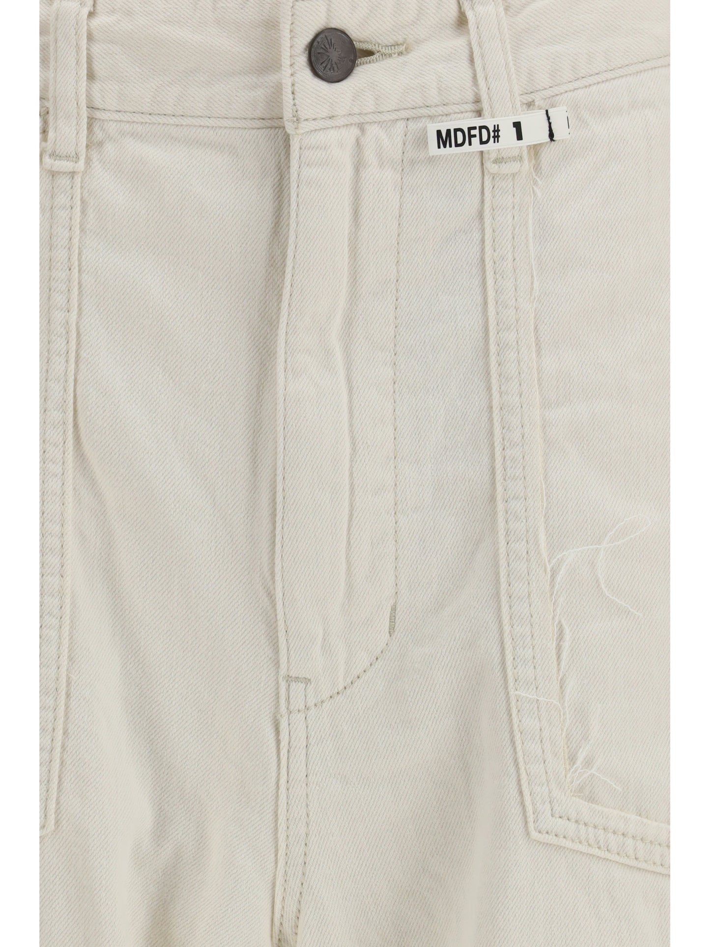 Denim Pants Cut-Out Pockets White