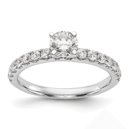 14K White Gold Lab Diamond Solitaire Pave Ring