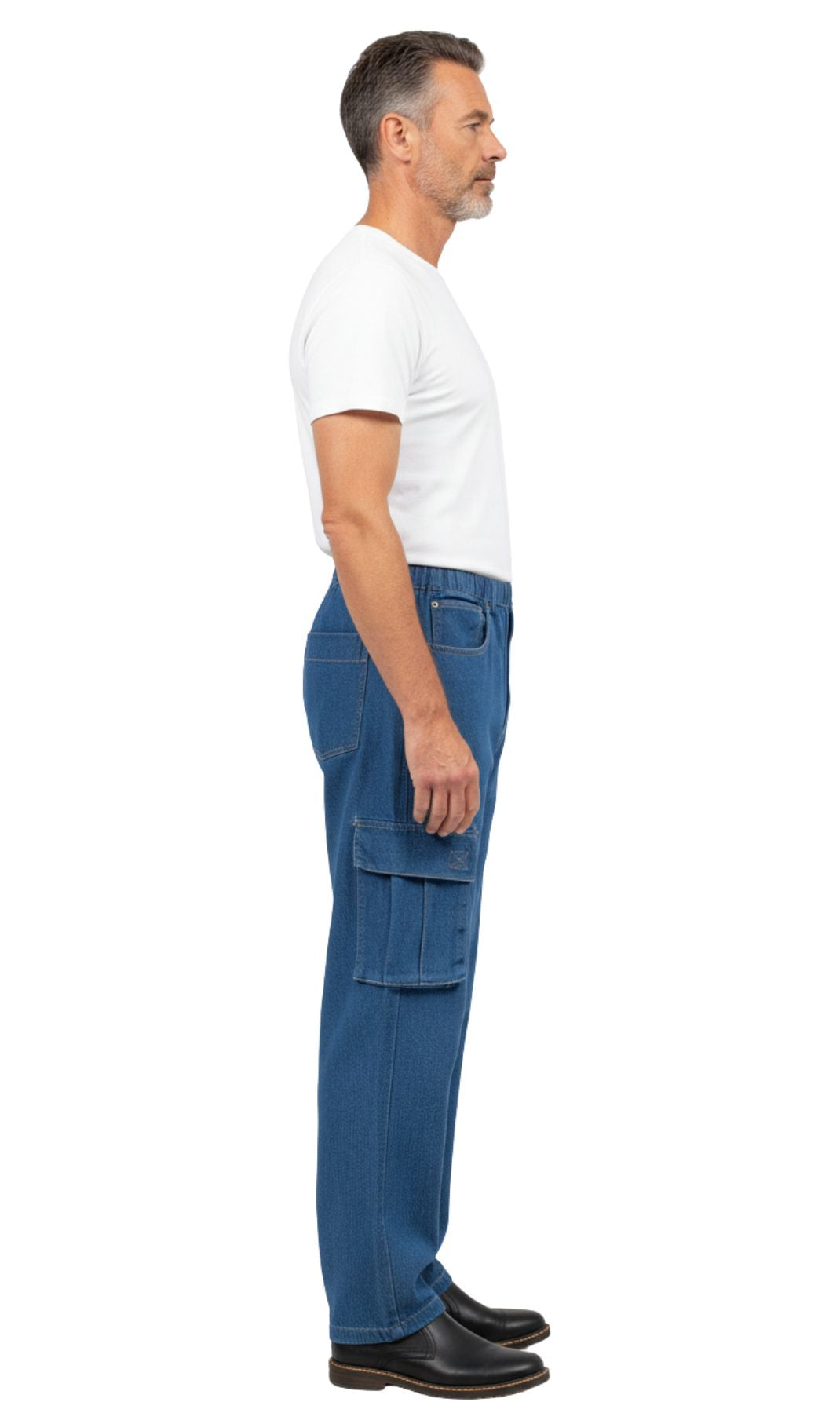 Men’s Double Cargo Pocket Pull-On Jeans – Rugged Cargo Pants in Cotton Blend Fabric