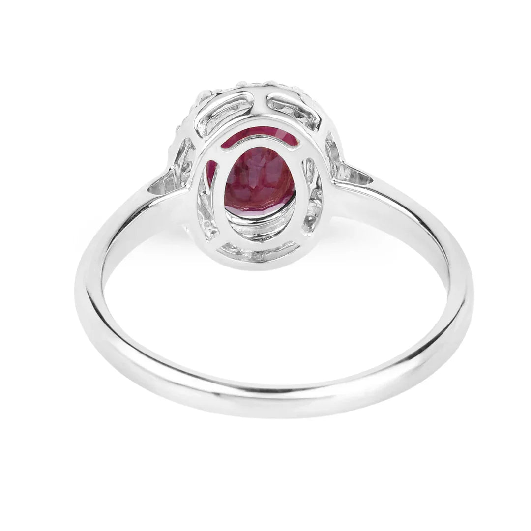 1.41 Ct Oval Pink Ruby Diamond Prong 10K Gold Halo Ring